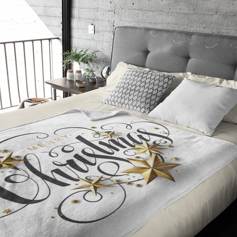 Fleecedeken Merry Christmas wit