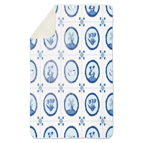 Fleecedeken Delfts blauw