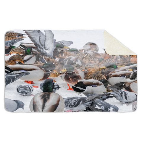Fleecedeken eenden en duiven
