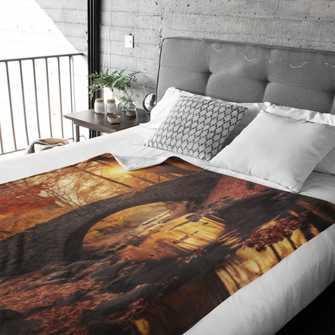 Fleecedeken Herfst met brug