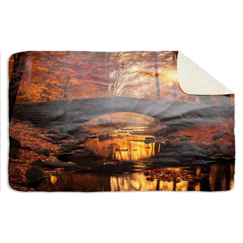 Fleecedeken Herfst met brug