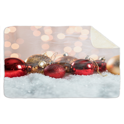 Fleecedeken Kerstbal rood