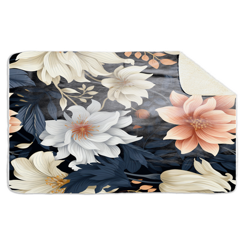 Fleecedeken Bloemen blauw