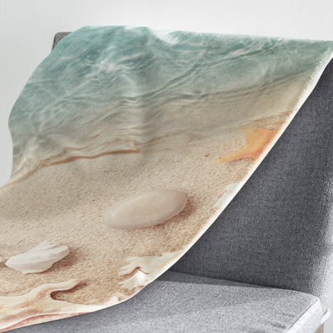 Fleecedeken Strand met schelpen