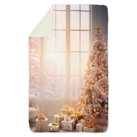 Fleecedeken kerstboom wit