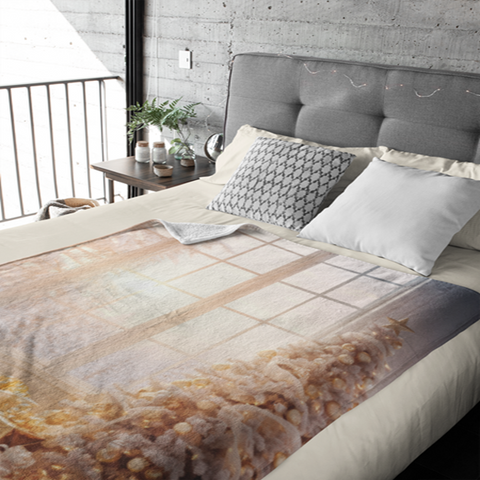 Fleecedeken kerstboom wit