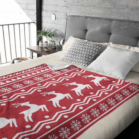 Fleecedeken Kerst rendier patroon