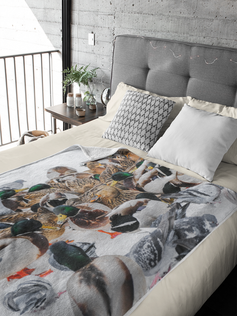 Fleecedeken eenden en duiven