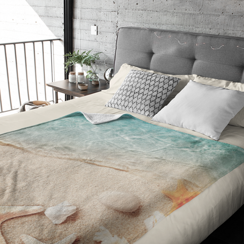 Fleecedeken Strand met schelpen