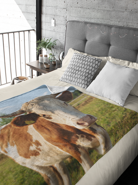 Fleecedeken Koe in de wei