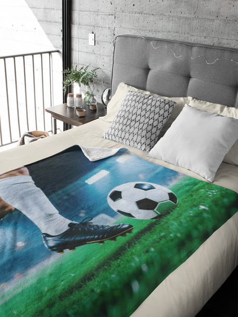 Fleecedeken Voetballer in stadion