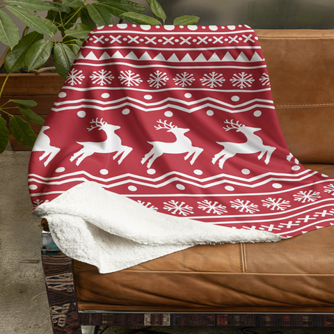Fleecedeken Kerst rendier patroon