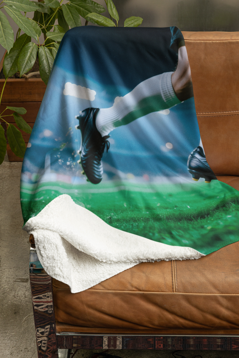 Fleecedeken Voetballer in stadion