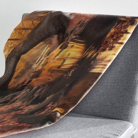 Fleecedeken Herfst met brug