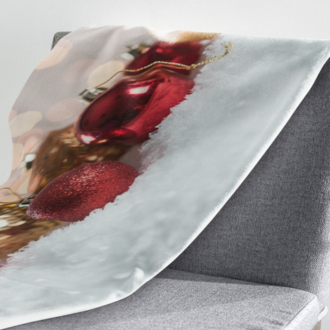 Fleecedeken Kerstbal rood