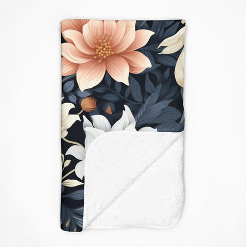 Fleecedeken Bloemen blauw