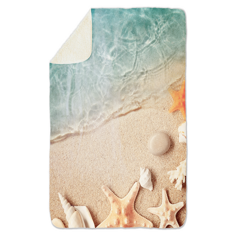 Fleecedeken Strand met schelpen